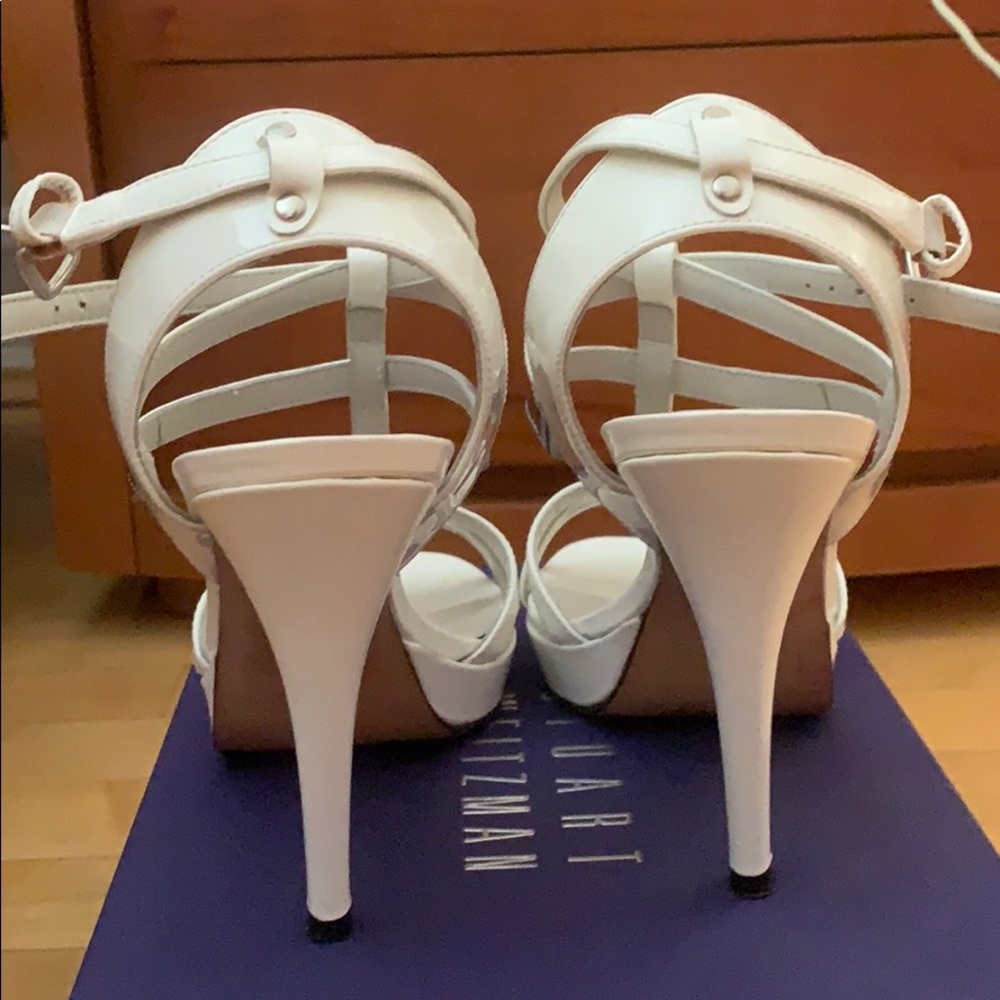 WOMENS STUART WEITZMAN SIZE 6.5 WHITE SANDALS - Picture 3 of 8